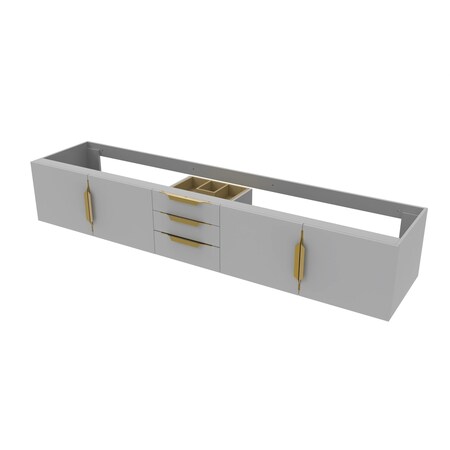 Castello Usa Alpine 84-inch Gray Vanity Base with Gold Handle CB-MC-84G-GLD-VBO